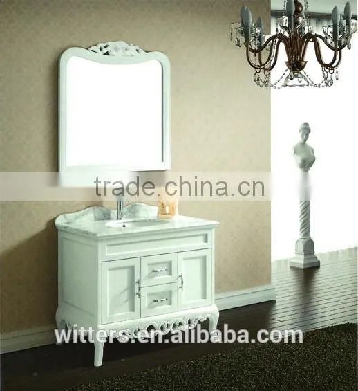 Single bathroom cabinet unit with natural marble top in cottage WTS139