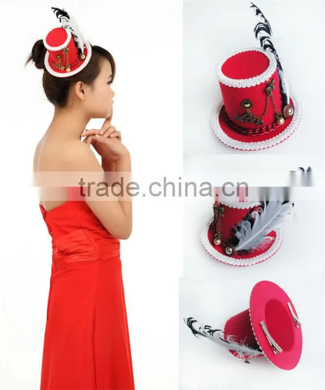 MYLOVE 9cm red feather top hat fascinations costumes fascinator MLGM034