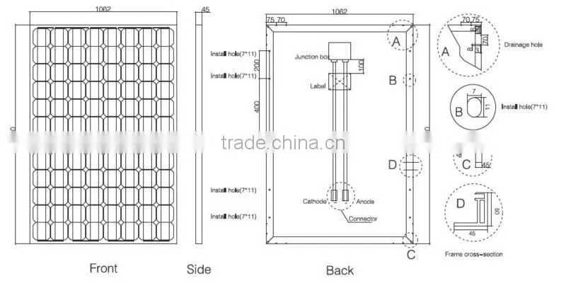 TUV MCS CEC certificated monocrystalline 240W solar panel