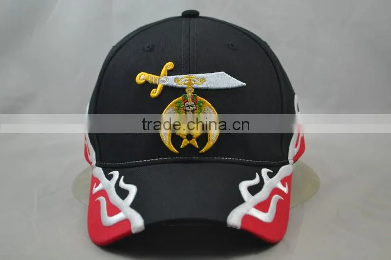 Guangzhou hat factory professional custom/ 100% cotton /6 panel / embroidery logo and the red/black baseball cap