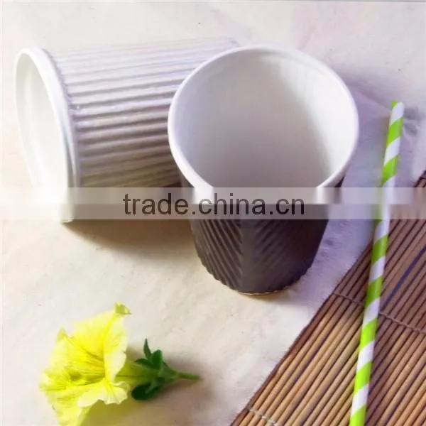 2016 new style vertical ripple wall paper cup for coffee drinks