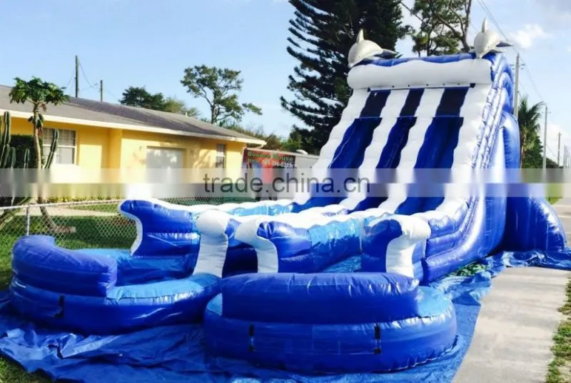 inflatable water slides with 2 pools and two slidings