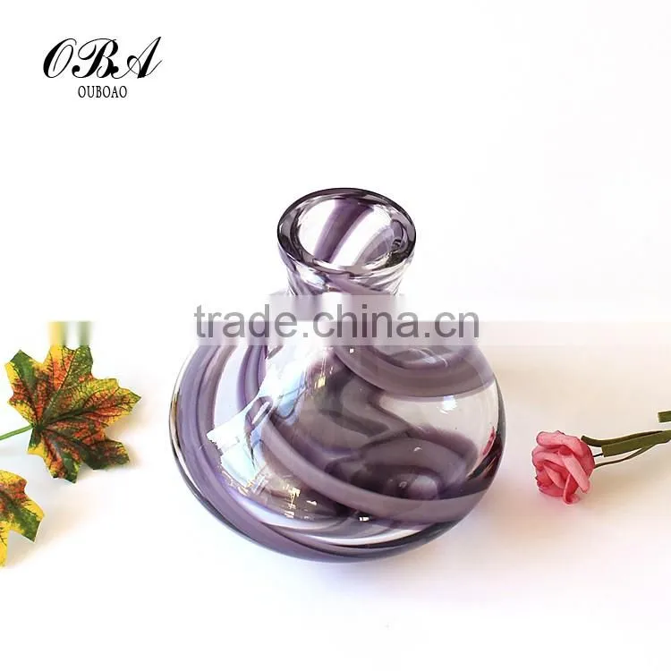 Creative European Style Small Clear Glass Vase / Murano Hand Blown Art Glass Vase For Wedding Centerpieces