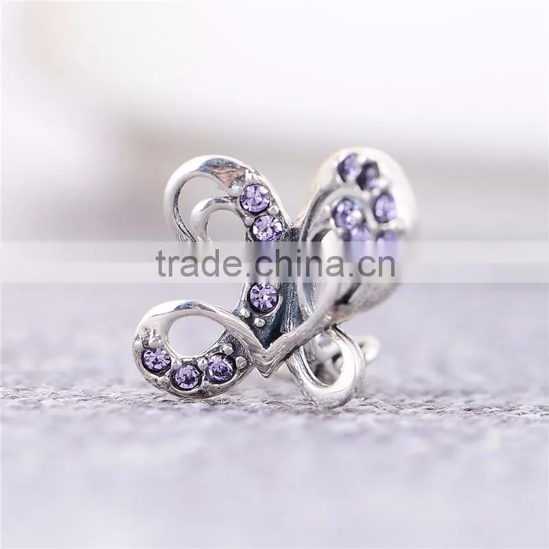 X253 Custom Made Butterfly Charms Wholesale,925 Sterling Silver Micro Pave Charm