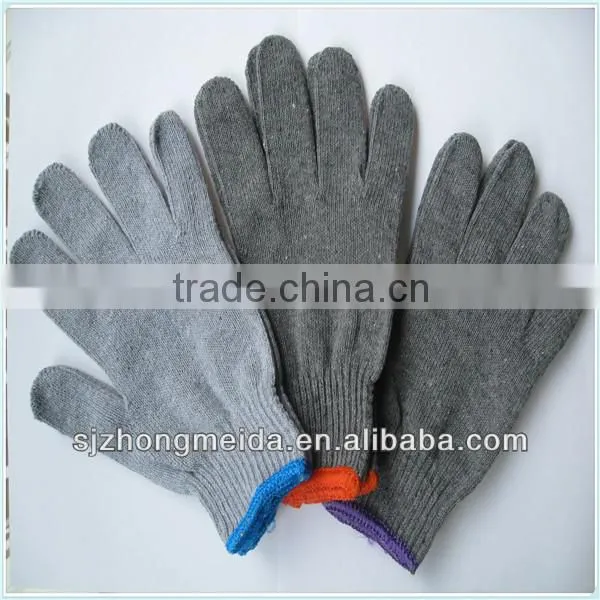 black industrial cotton working glove/grey cotton knitted glove