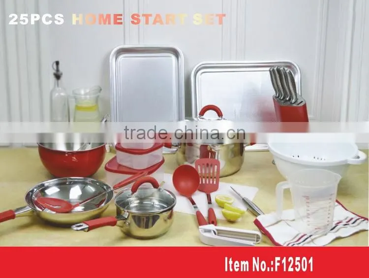 25pieces kitchen set with slim shape cookware