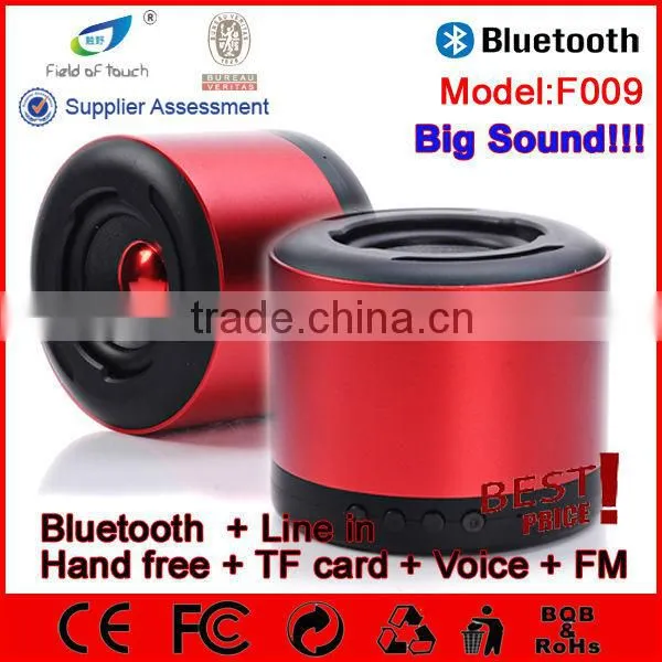 Model F009 Super bass Metal Mini Speaker Bluetooth with Strong Vibration TF Card FM Radio
