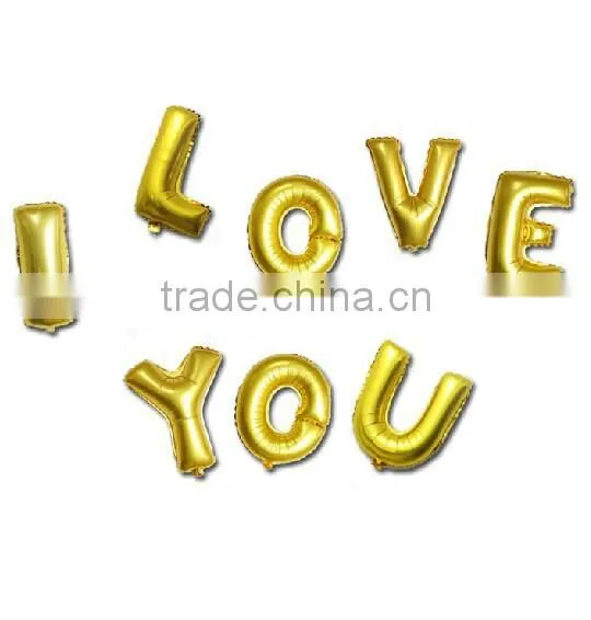 Hotting sale 16 inches foil inflatable balloon, decoration letter balloon, words/letter balloon