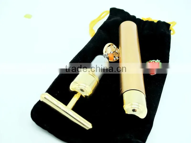 Beauty Bar 24K Golden Pulse Skin Care Gold Facial Roller Vibration Face Massager