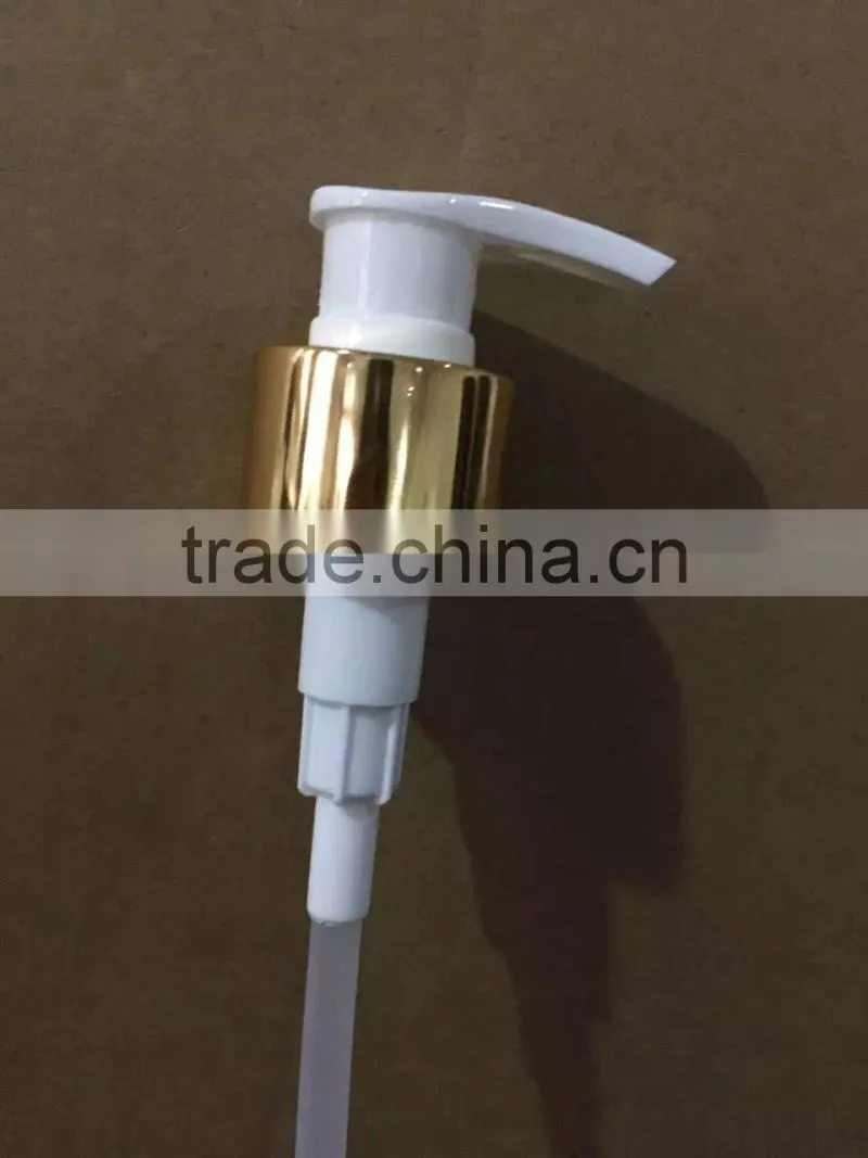 24mm 28mm wholesale shiny gold aluminum lotion pump cap for shampoo bottle