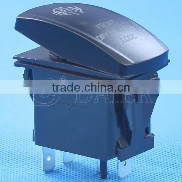 No Lens 4 Blade Pins Waterproof Rocker Switch With Two Red Lights