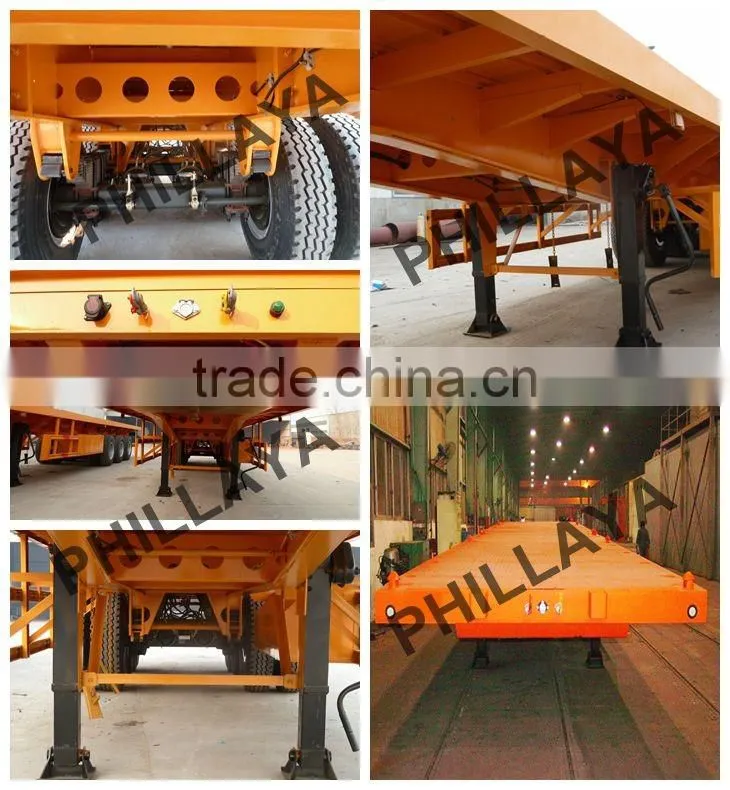 good factory3 Axles drop deck flat bed semi trailer for transport container trailer