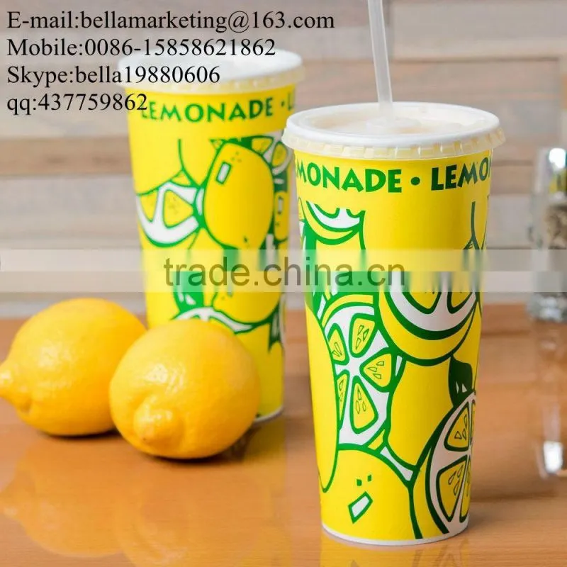 Plastic Lid with Straw Slot for 16, 20, and 24 oz. Tall Paper Lemonade Cup