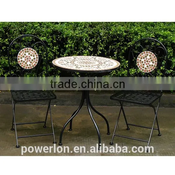 Wedding decoration Mosaic bistro set brown KD table foldable chairs