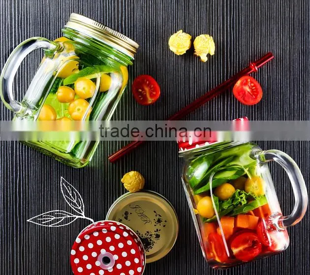 Haonai wholesale food pickle storage glass jar with handle and lid