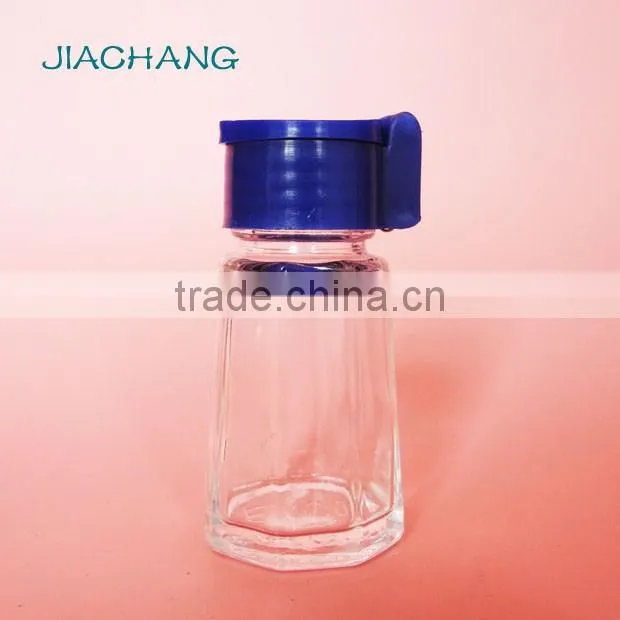 tiny vial glass table condiment holder with plastic hole dispenser lid