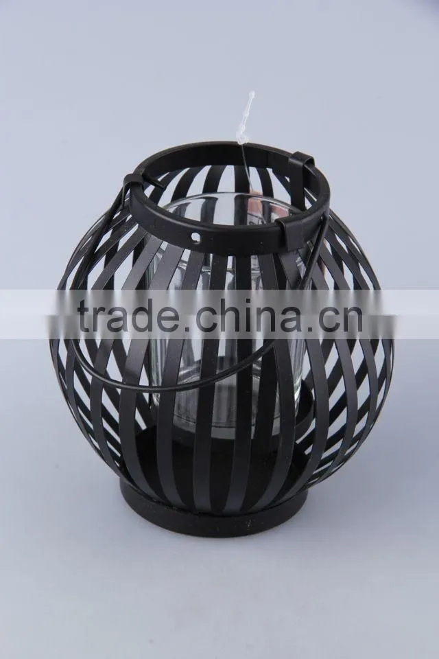 Portable Globular Painted Iron+Glass Candle Holder/Home Decoration Candlestick