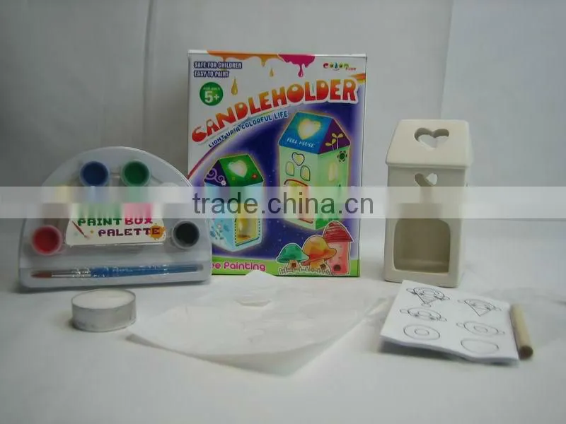 factory DIY Coloring Ceramic House Shape Candlehoder