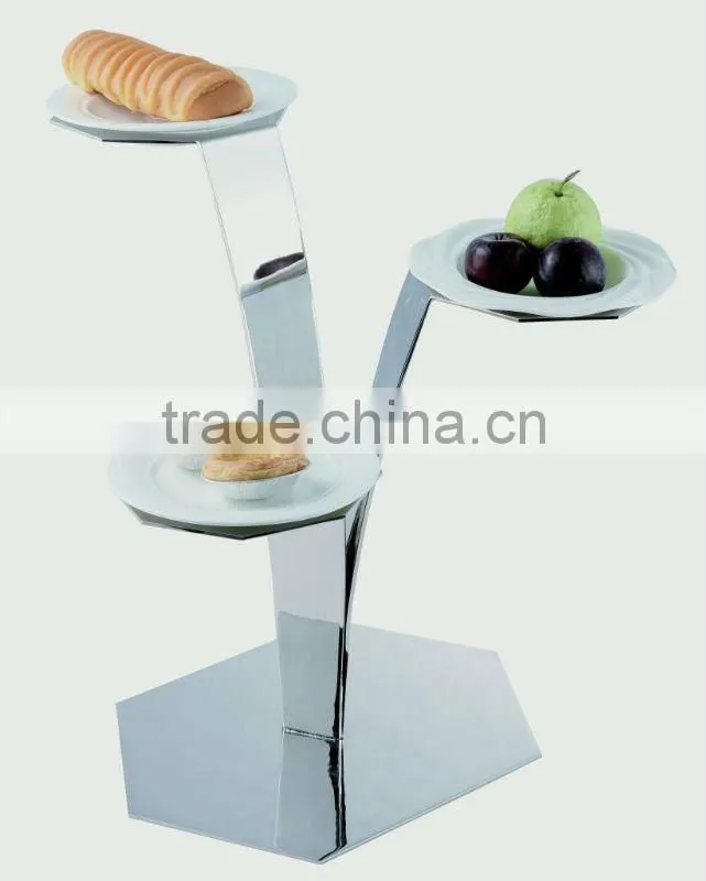 3 bowl Stainless steel buffet display shelf