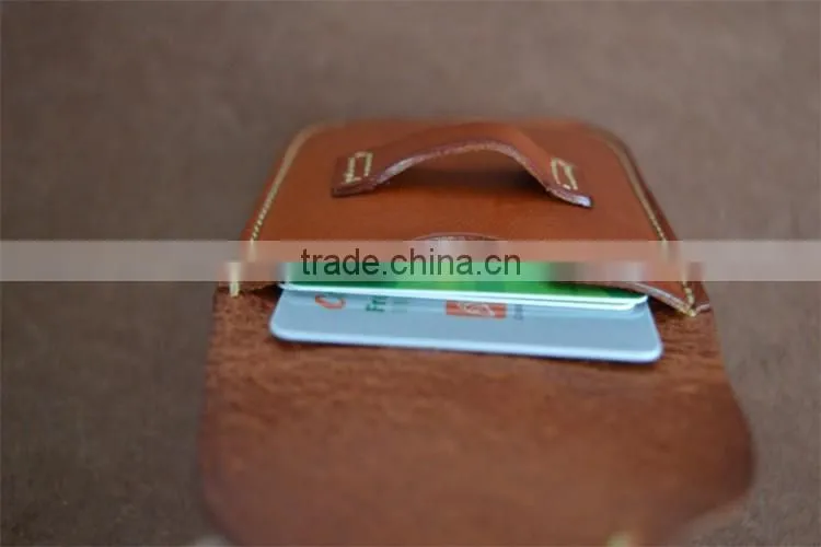 Handmade Band Card Holder Genuine leather for Travel Retractable Badge