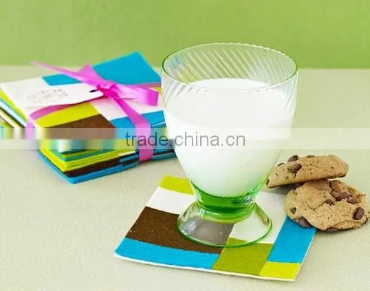 2017 hot new product wholesale china supplier on alibaba website custom square die cute wool felt wine glass coaster