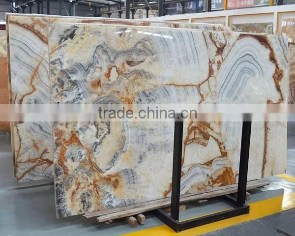 Chinese painting white gold vein luxury marble slab