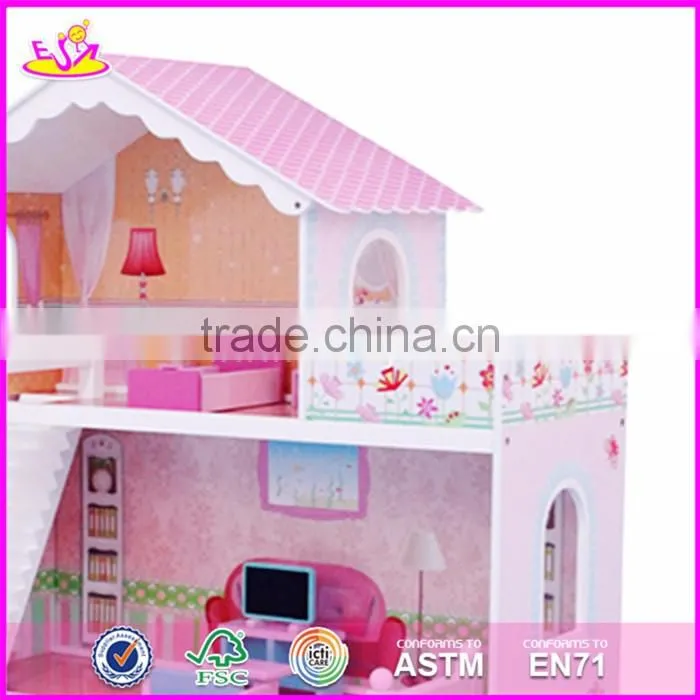 2017 New design girls miniature toys wooden doll house kits W06A083