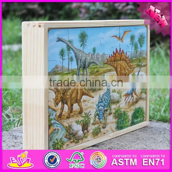 2017 New design pink donkey toy wooden picture puzzle maker W14C248