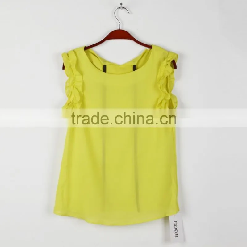 Plus Size Ladies Blouses 2015 New Summer Women Blouse O-Neck Lotus Leaf Casual Shirt Women Clothing Lacing Bow Chiffon Blouse