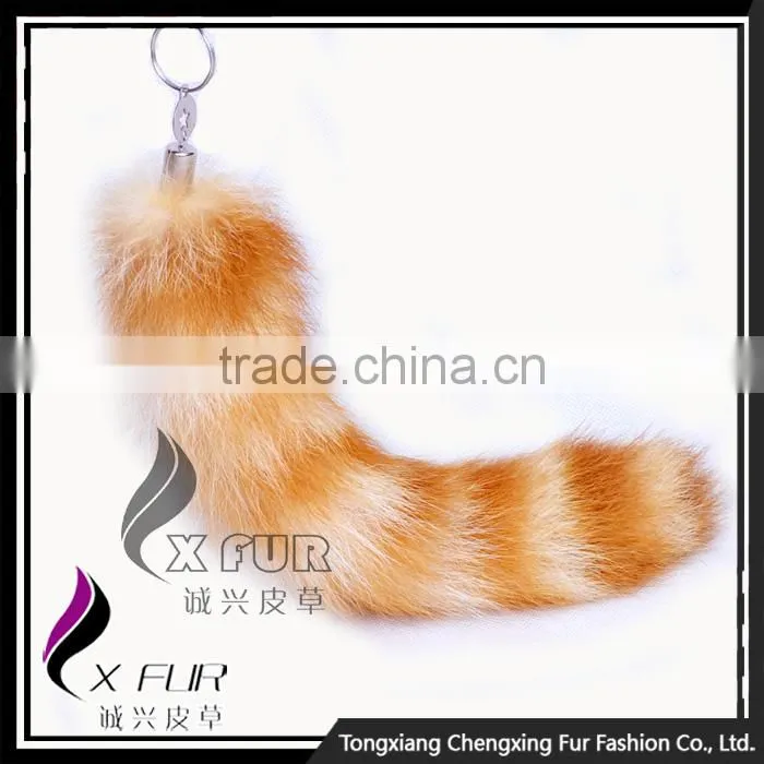 CX-R-18 Wholesale Cheap Custom Cute Fox Fur Tails Fancy Keyring