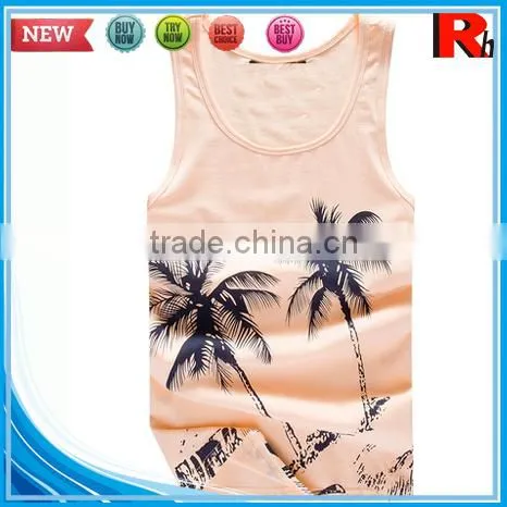 Alibaba china custom wholesale polyester screen printed tank tops