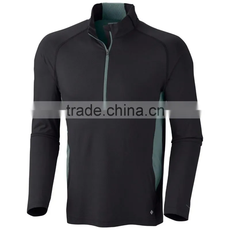 waterproof breathable long sleeve man t-shirt with zip collar