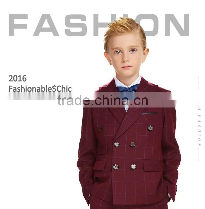 ELPA 2016 Fashion NXB0058 hot sale three pieces Red plaid kids suits clothes for wedding