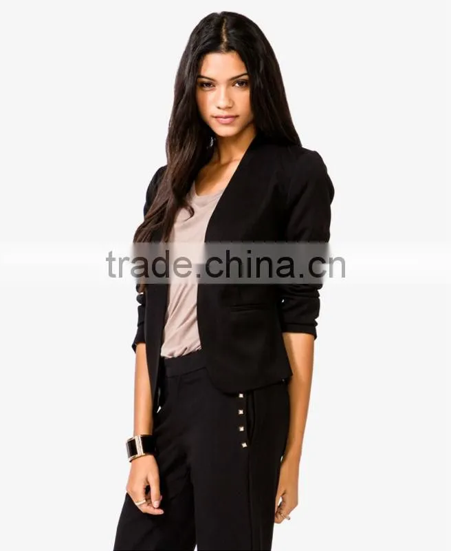 Casual Ribbed Collar Blazer