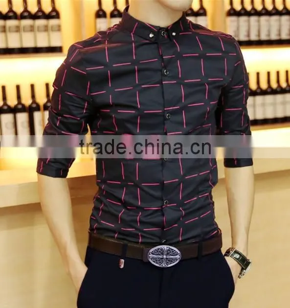 Thin section plaid shirt with short sleeves