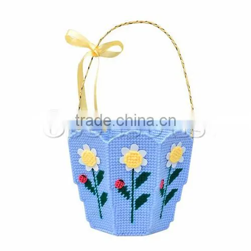 Hand Craft Plastic & Cotton Flower Basket Multicolor Wholesale Cross Stitch Patterns