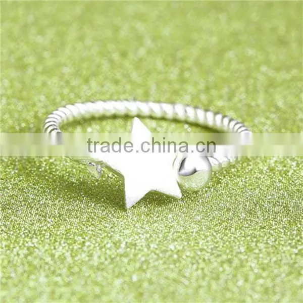 White Copper Cable Twisted Open Rings Silver Plated Pentagram Star Spiral