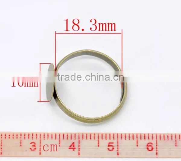 Adjustable Antique Bronze Ring Base Blank Glue-on 18.3mm Ring Setting