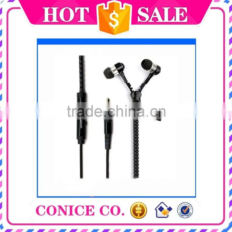 Custom Colors Stereo Noise Cancelling Function Metal Plug Zipper In-Ear Earphone