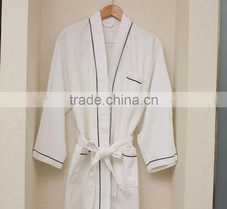 Hotel 100% cotton kimono collar velour waffle bathrobe