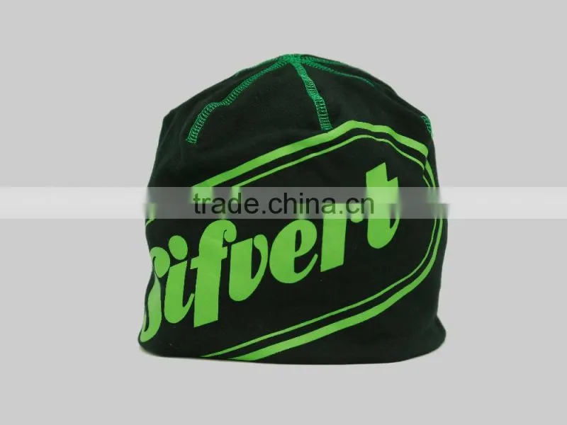 embroidery printing custom logo winter spandex cotton jersey beanie hat with cover stitch