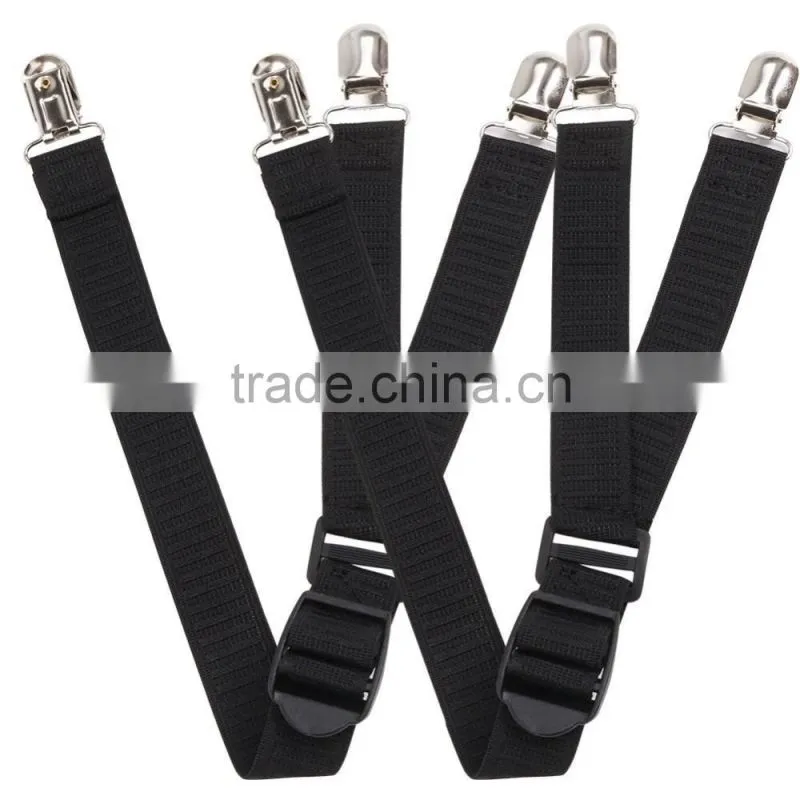 Straight,Stirrup,Y Style Shirt Stays Shirt Holders with Locking Clamps- Black 4pack