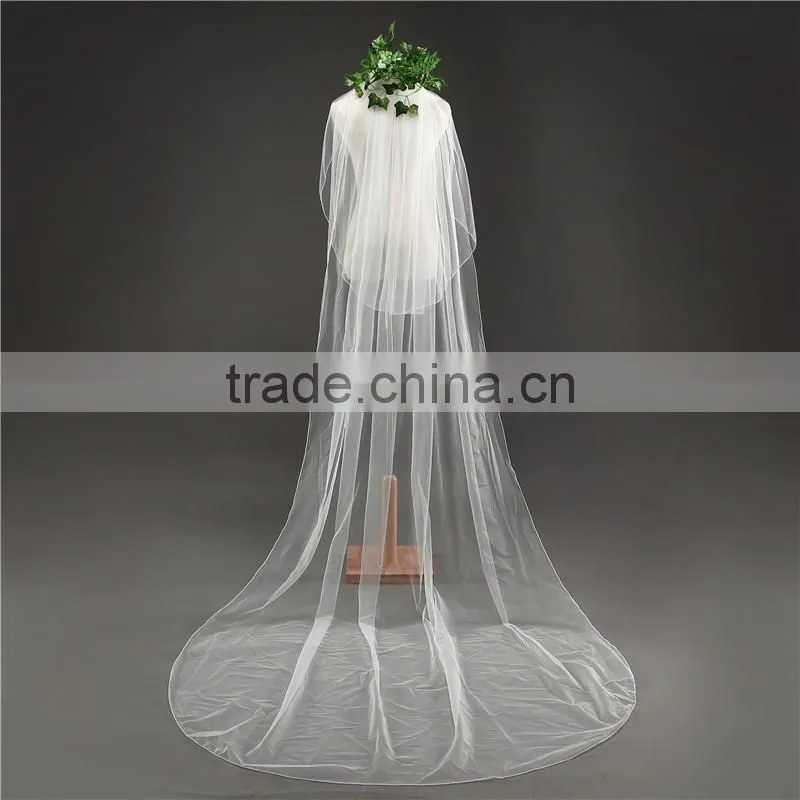 wholesale Wholesale White Wedding Lace long Tulle Bridal Veils 2017 HL07