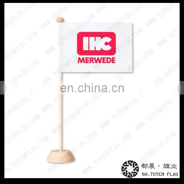 Wooden Flag Pole and Stand Table Banner