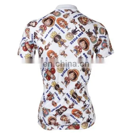 2016 women short sleeve Luffy cycling jersey white bike apparel girl's bicycle wear cycling gear