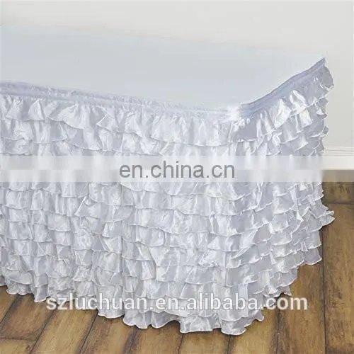 New Fancy Rectangle Wedding White Steps in Table Skirting