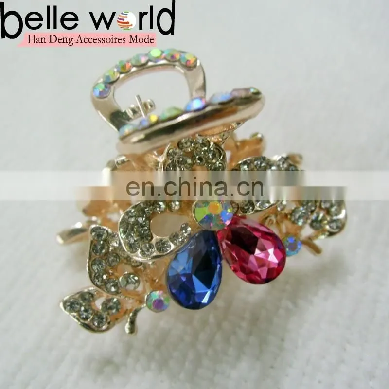 High Quality Flower Rhinestone Jewel Small Hair Claw Clips for Wedding