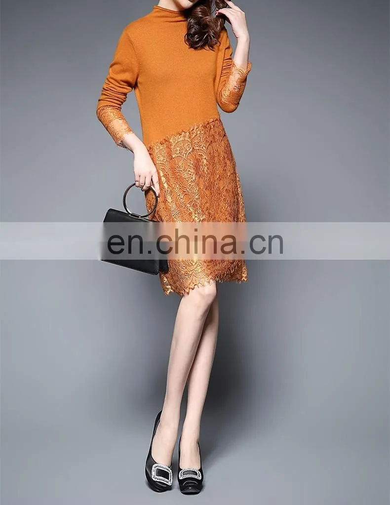 New trendy women knit long sleeve dress