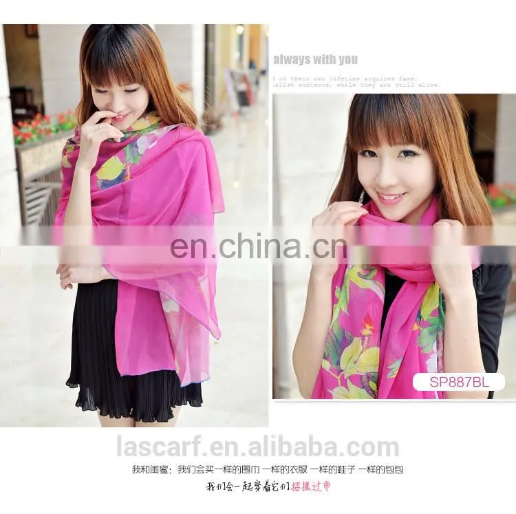 2015fashion style newest high quality silk georgette digital printing pashmina(SP887BL)