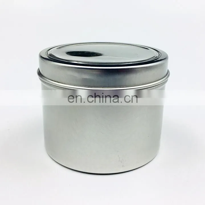 Quality aluminum alloy round travel candle tin box with clear window